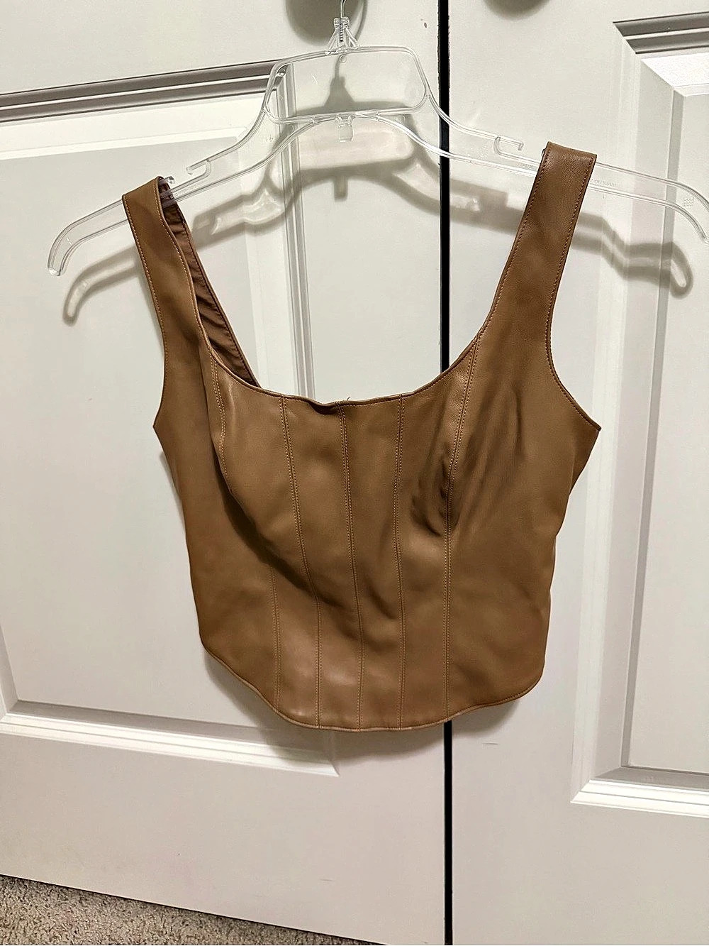 Abercrombie & Fitch Vegan Leather Corset Top Brown Structured Corset Top Size XS